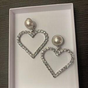 Alessandra Rich Crystal embellished heart clip on earrings
